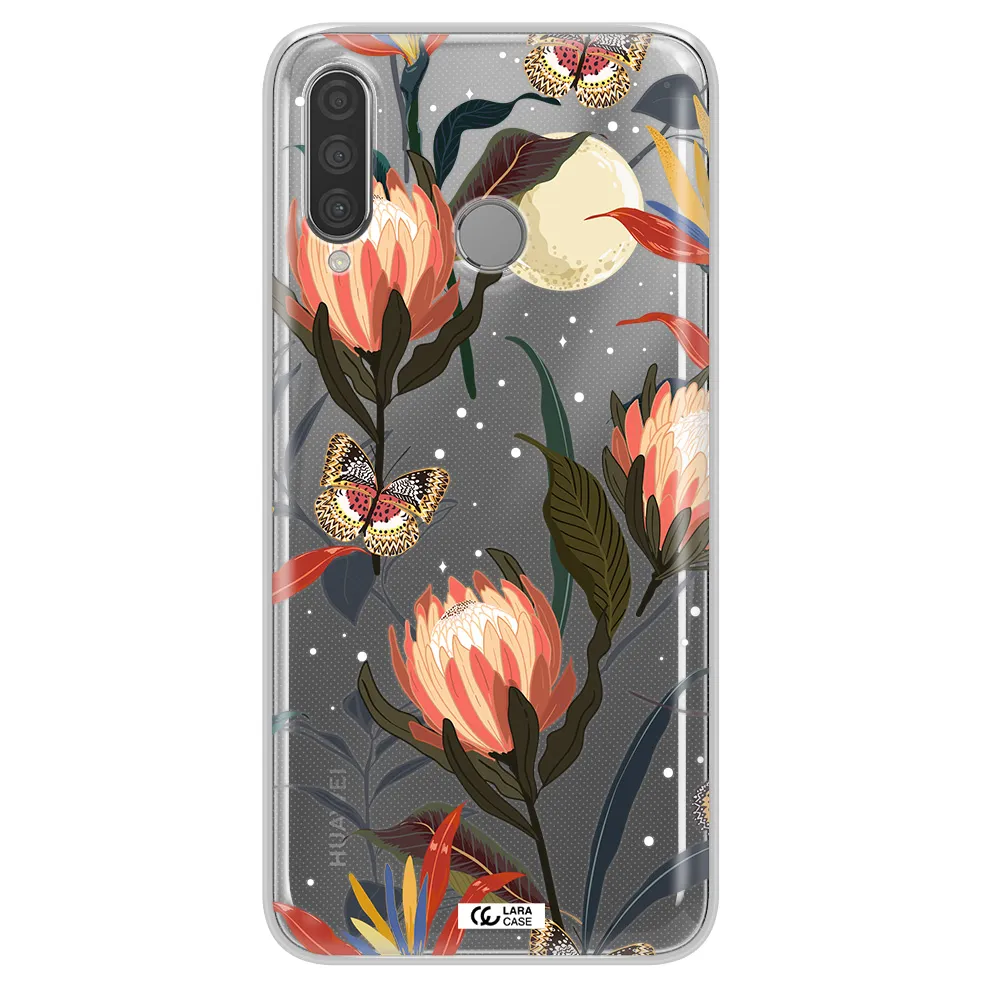 Moon Butterfly Flower Huawei P30 Lite Clear TPU Case