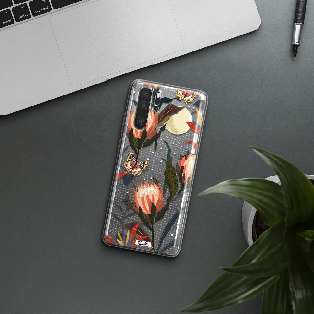 Moon Butterfly Flower Huawei P30 Pro Clear TPU Case