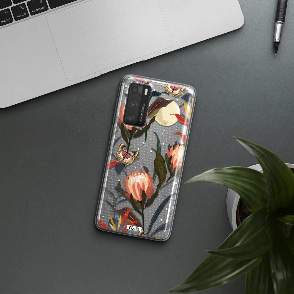Moon Butterfly Flower Huawei P40 Clear TPU Case