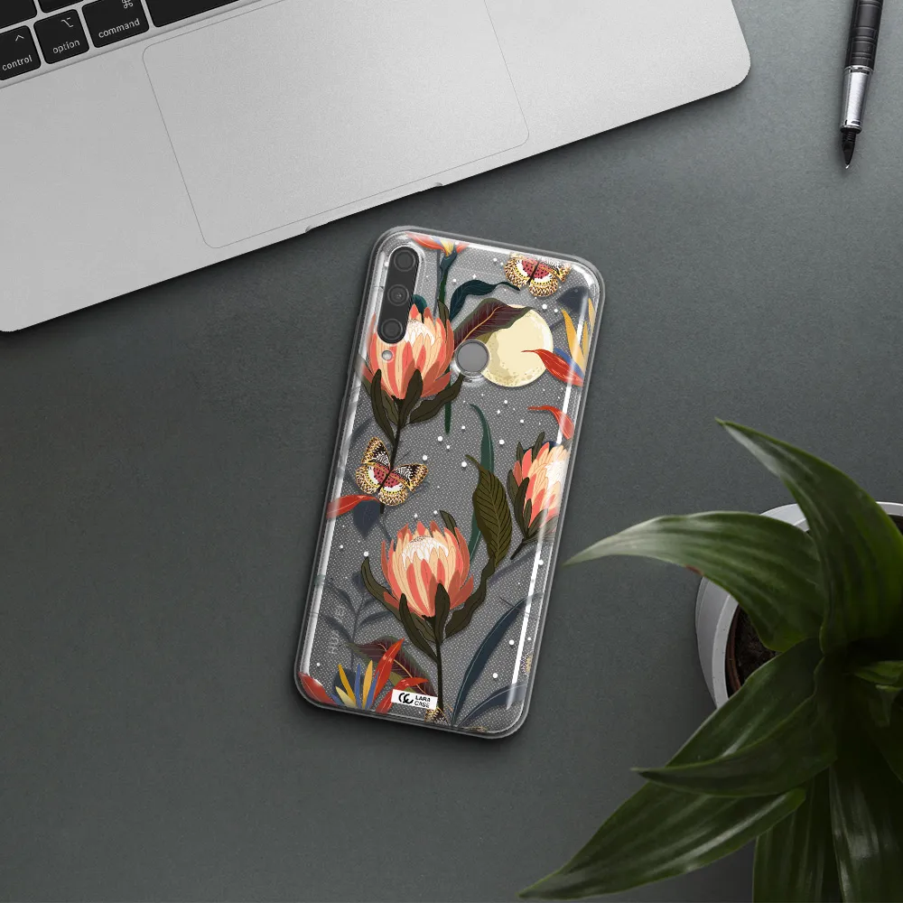 Moon Butterfly Flower Huawei P40 Lite E Clear TPU Case