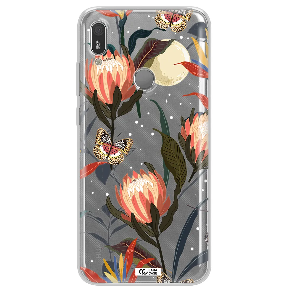 Moon Butterfly Flower Huawei Y6 2019 Clear TPU Case