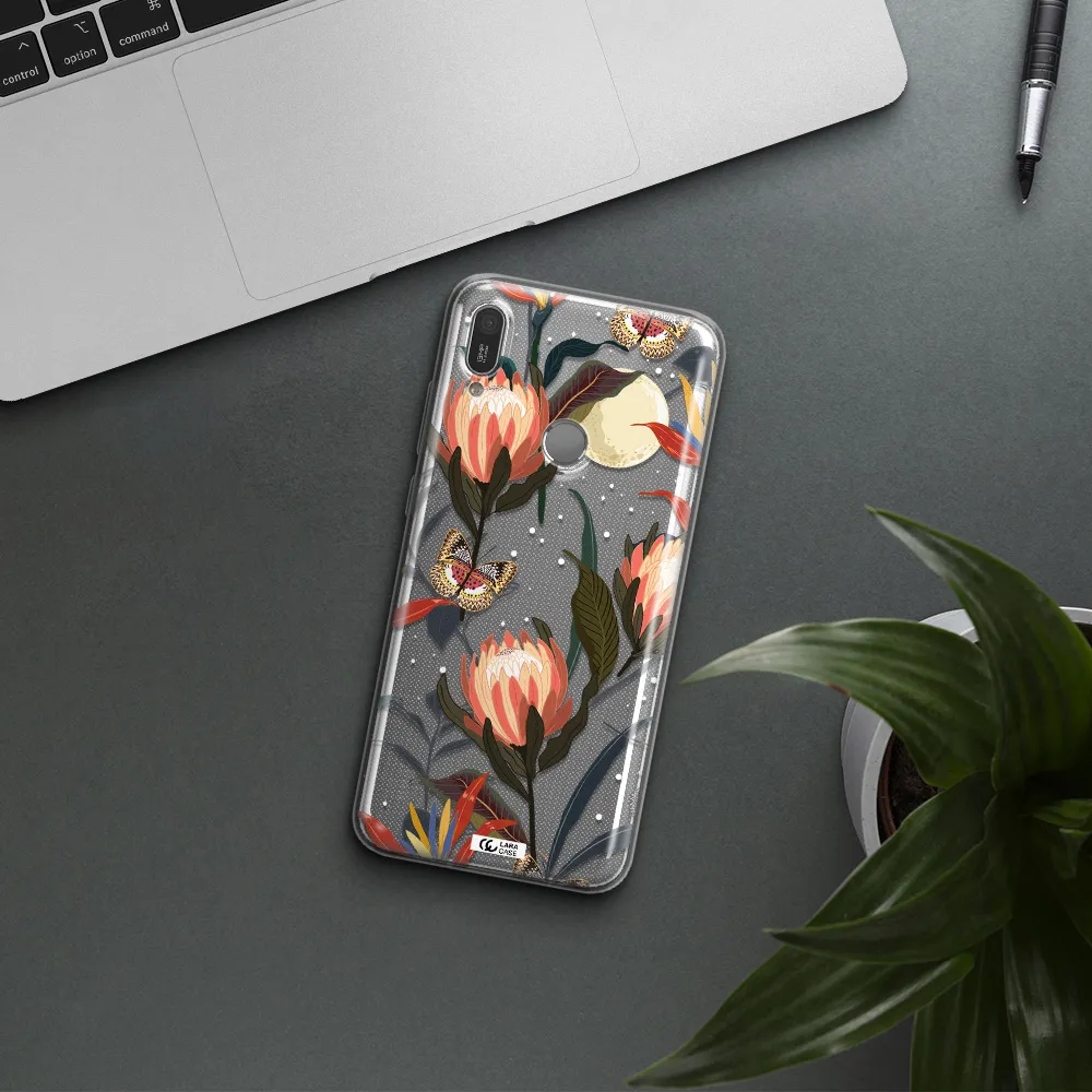 Moon Butterfly Flower Huawei Y6 2019 Clear TPU Case