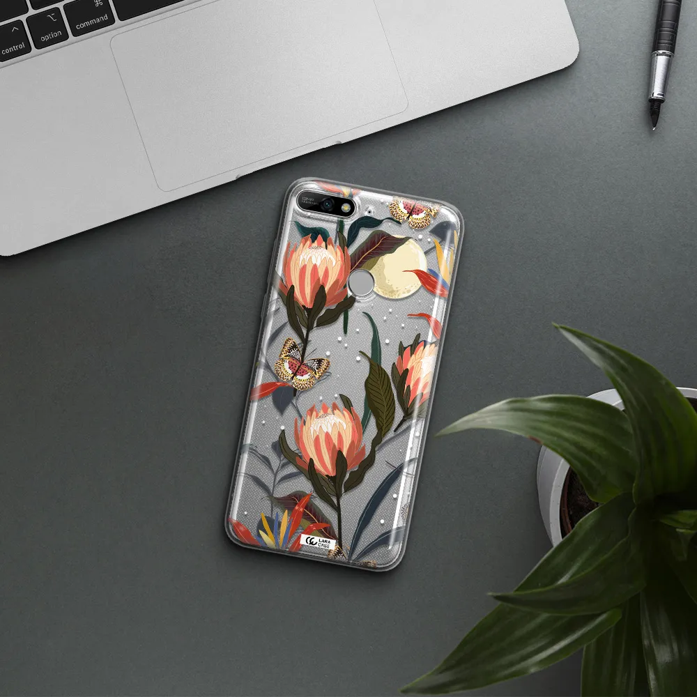 Moon Butterfly Flower Huawei Y7 2018 Clear TPU Case