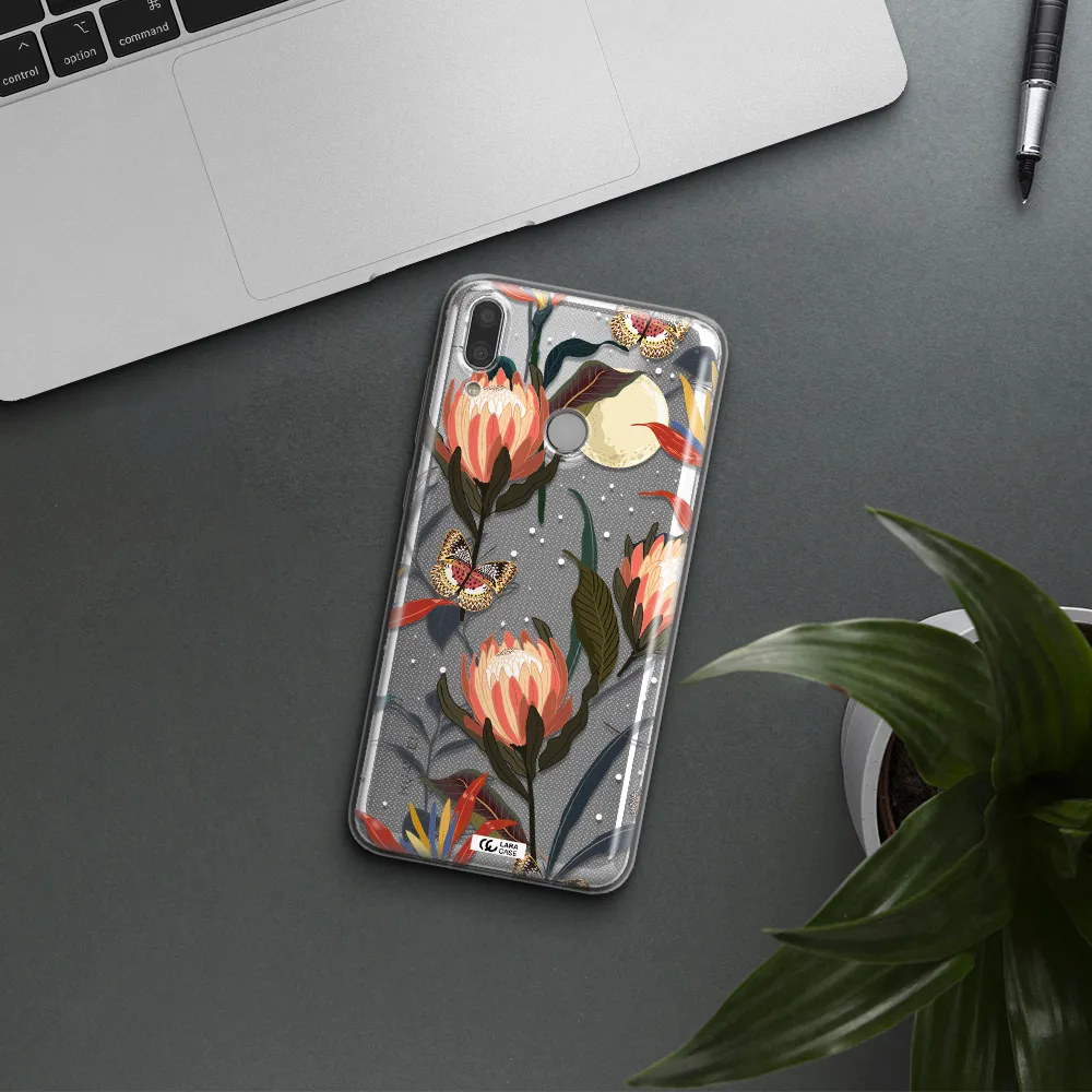 Moon Butterfly Flower Huawei Y7 2019 Clear TPU Case
