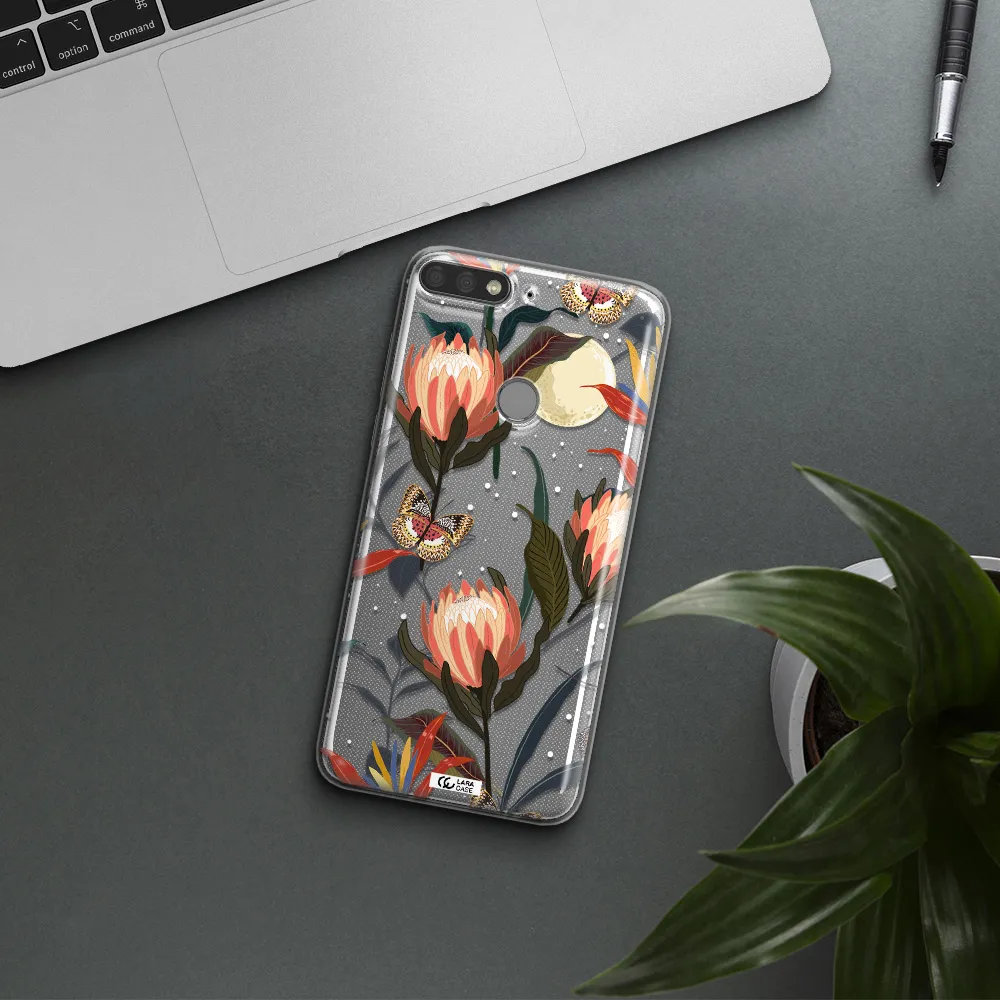 Moon Butterfly Flower Huawei Y7 Prime 2018 Clear TPU Case