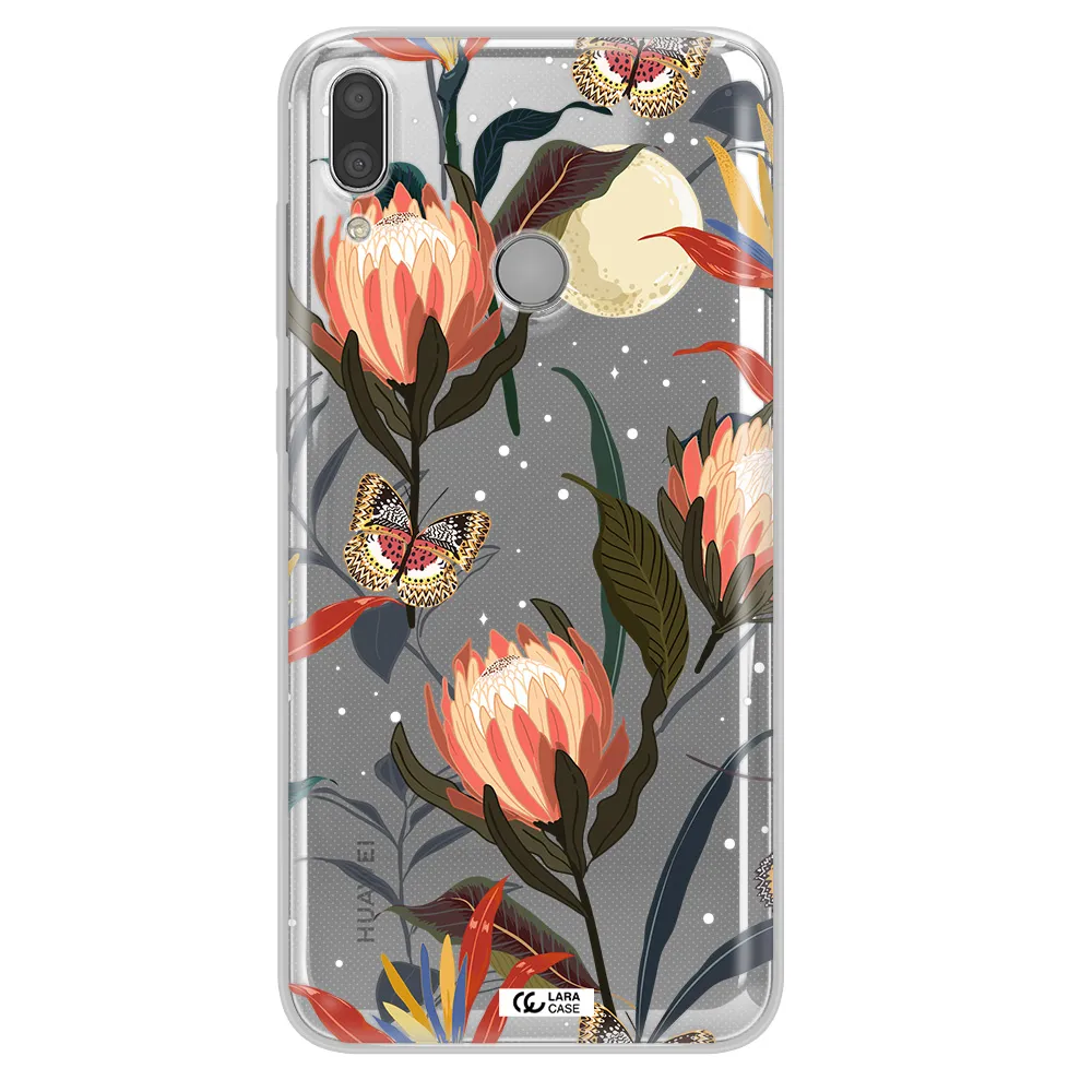 Moon Butterfly Flower Huawei Y9 2019 Clear TPU Case