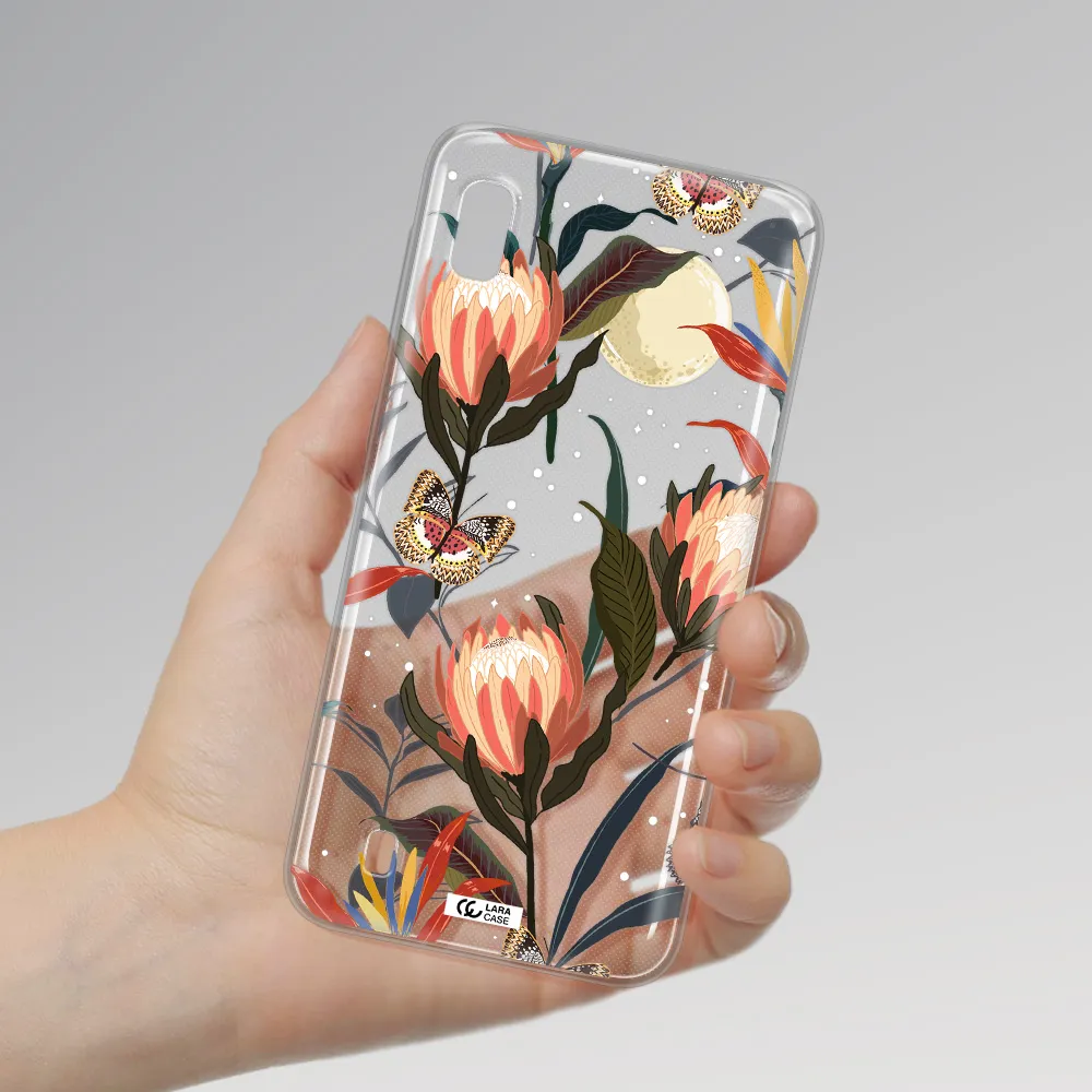 Moon Butterfly Flower Samsung A10 Clear TPU Case