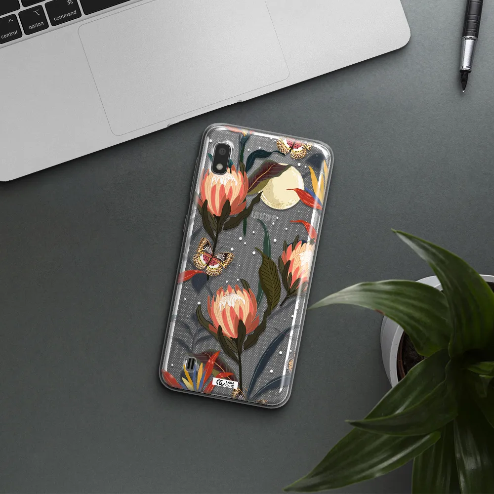 Moon Butterfly Flower Samsung A10 Clear TPU Case