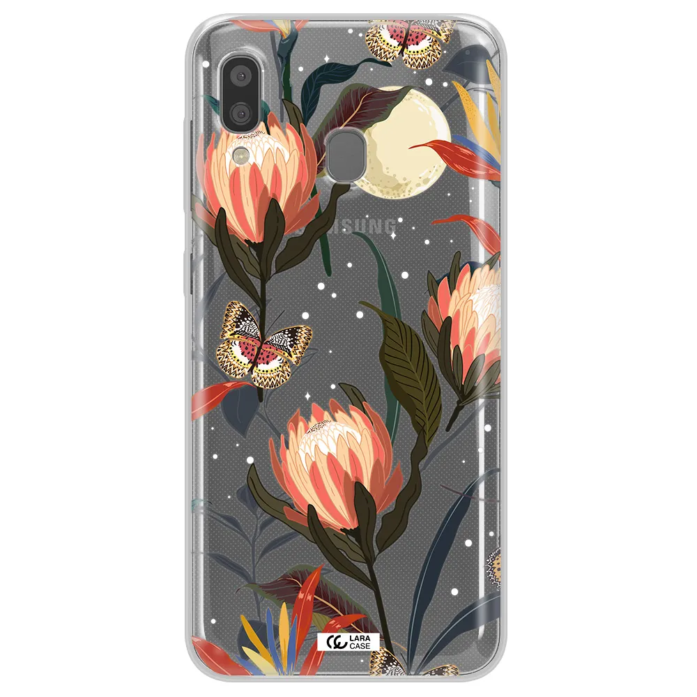 Moon Butterfly Flower Samsung A20 Clear TPU Case