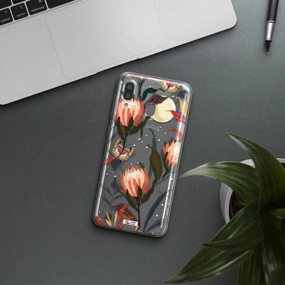 Moon Butterfly Flower Samsung A20 Clear TPU Case