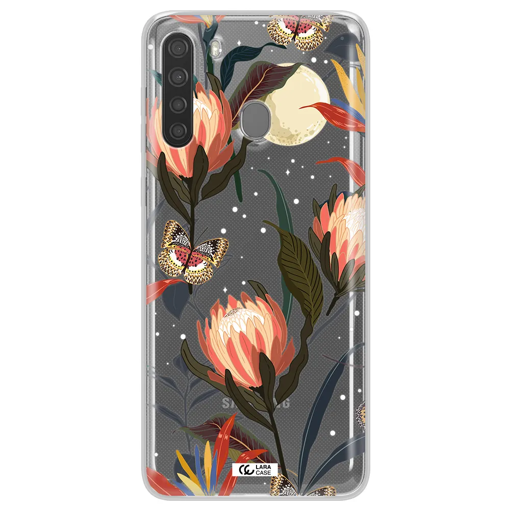 Moon Butterfly Flower Samsung A21 Clear TPU Case