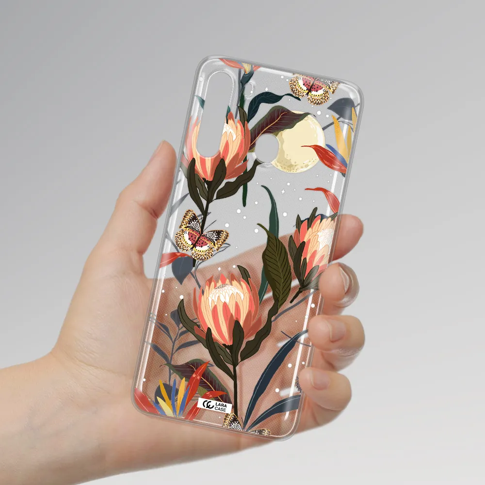 Moon Butterfly Flower Samsung A21 Clear TPU Case