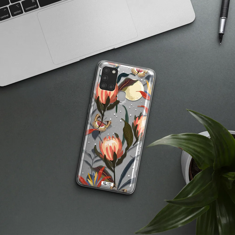 Moon Butterfly Flower Samsung A21S Clear TPU Case
