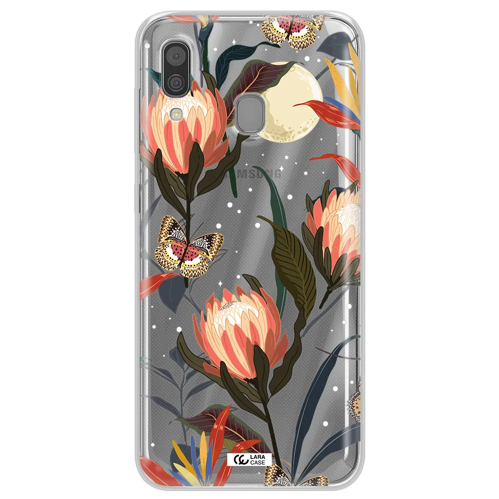 Moon Butterfly Flower Samsung A30 Clear TPU Case