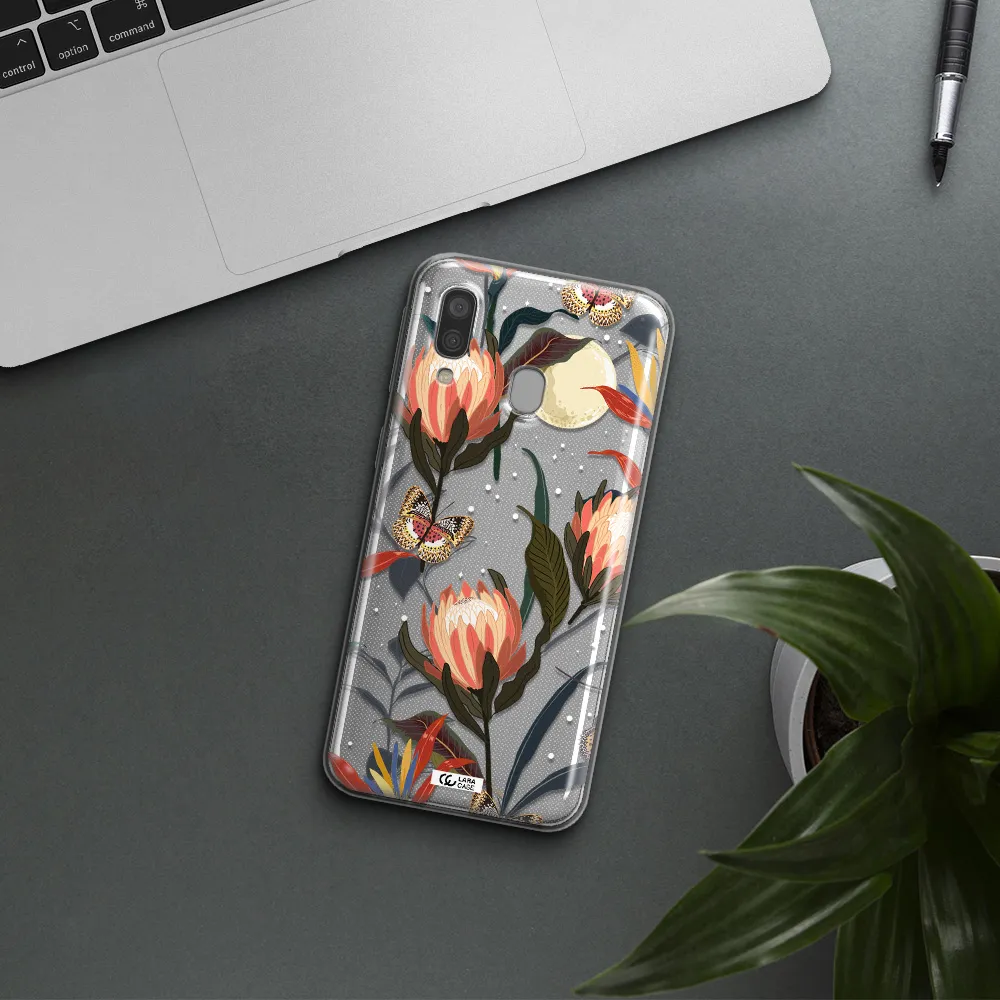Moon Butterfly Flower Samsung A40 Clear TPU Case