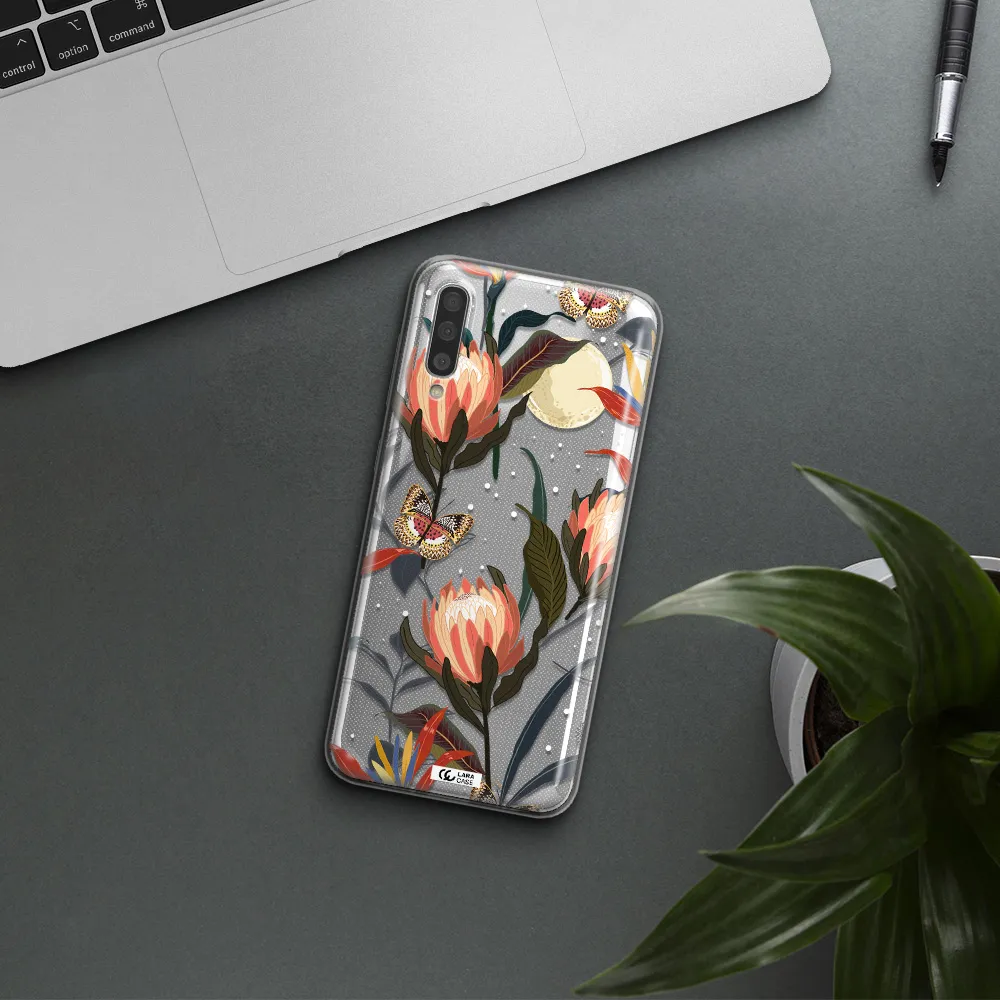 Moon Butterfly Flower Samsung A50 Clear TPU Case