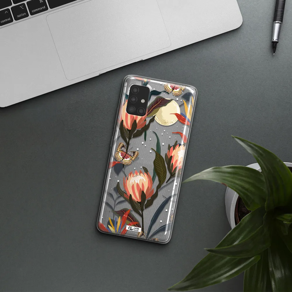 Moon Butterfly Flower Samsung A51 Clear TPU Case