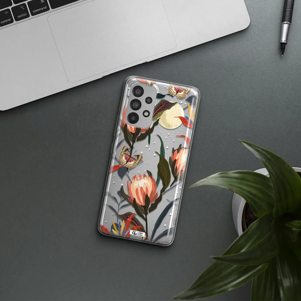 Moon Butterfly Flower Samsung A53 Clear TPU Case