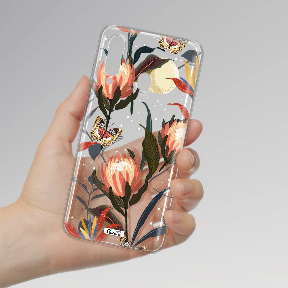 Moon Butterfly Flower Samsung A60 Clear TPU Case