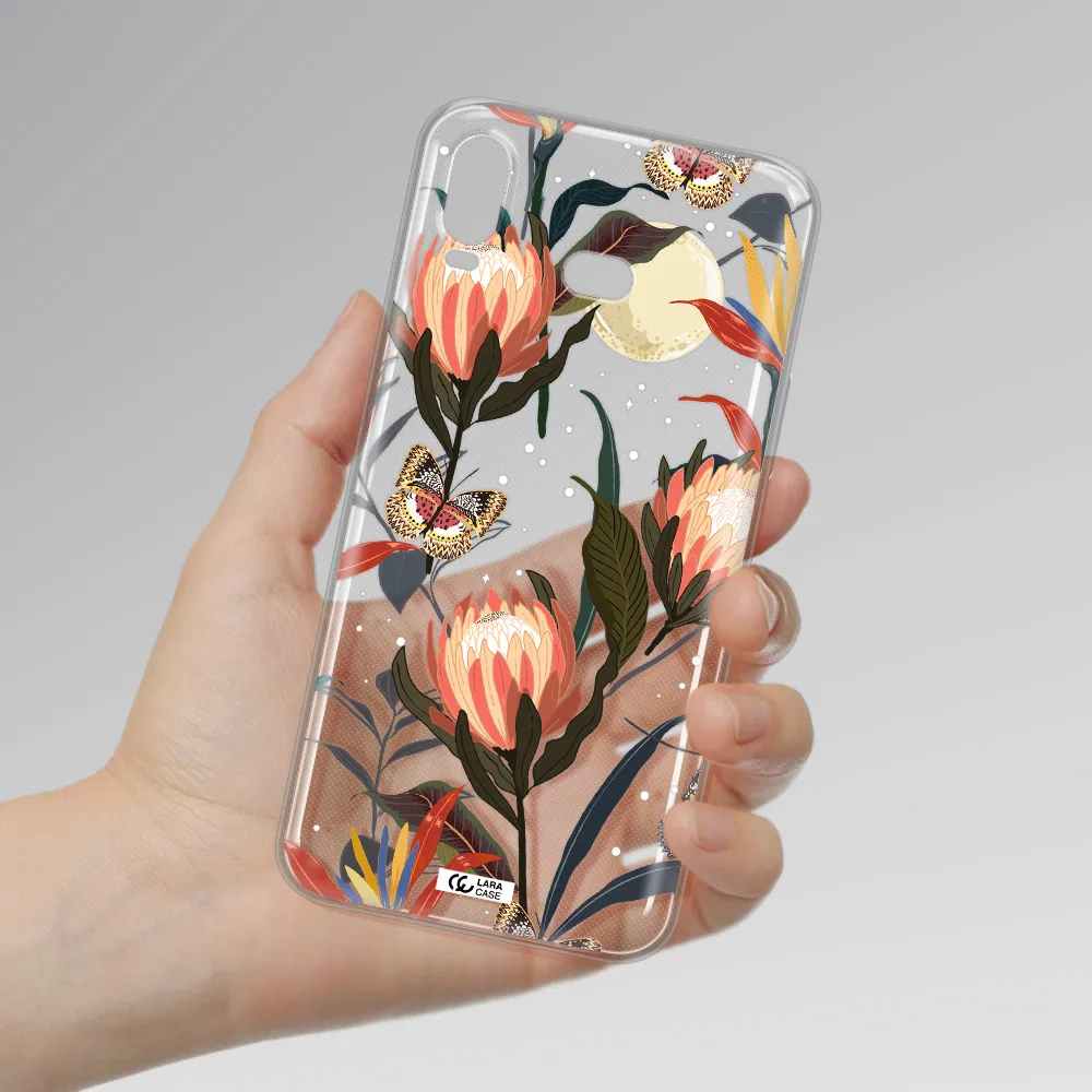 Moon Butterfly Flower Samsung A6S Clear TPU Case