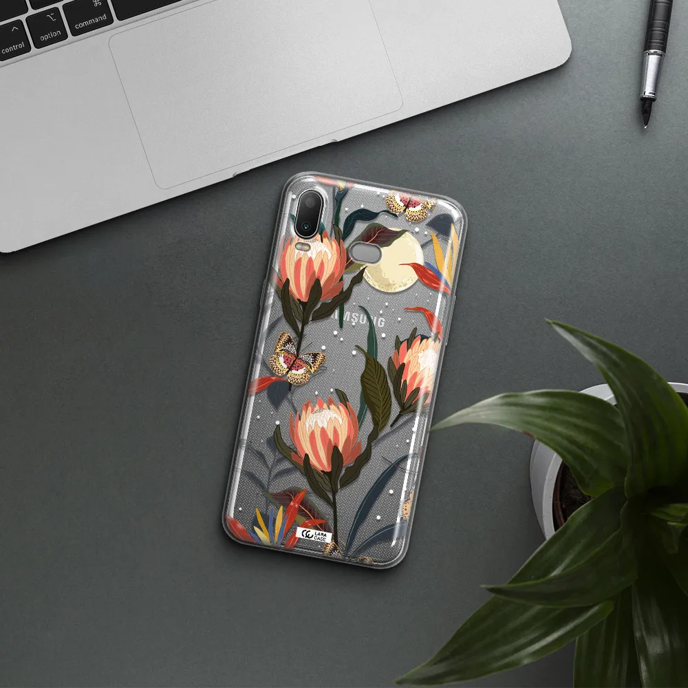Moon Butterfly Flower Samsung A6S Clear TPU Case