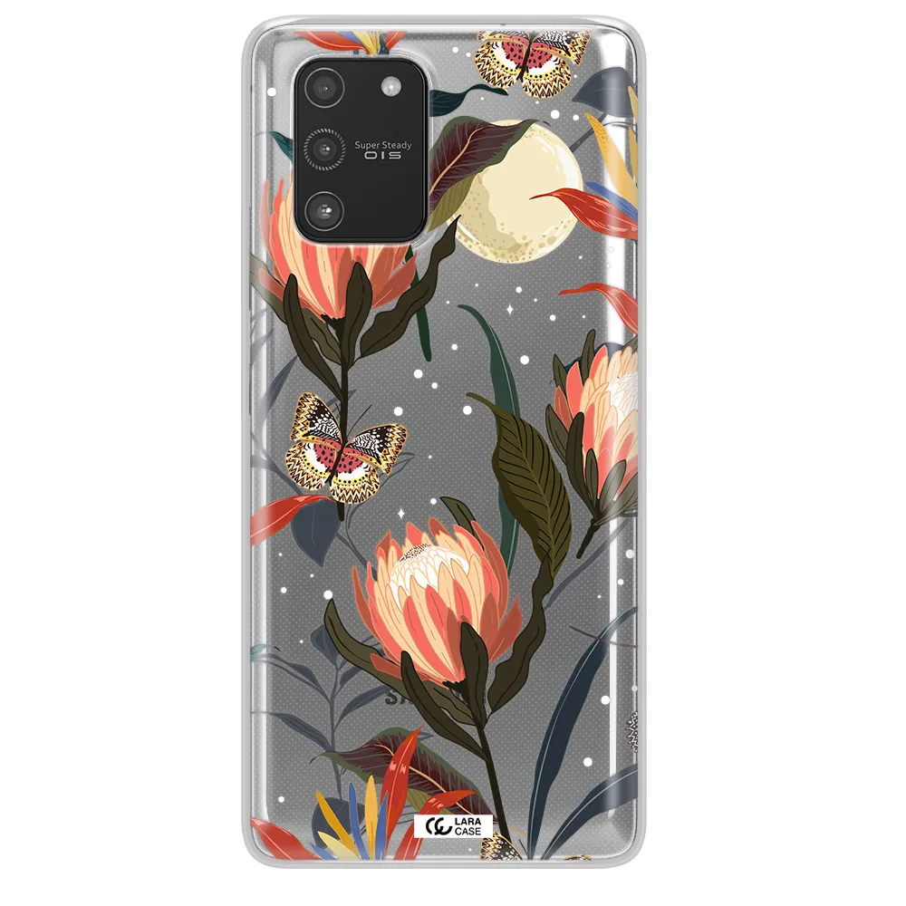 Moon Butterfly Flower Samsung A91 Clear TPU Case