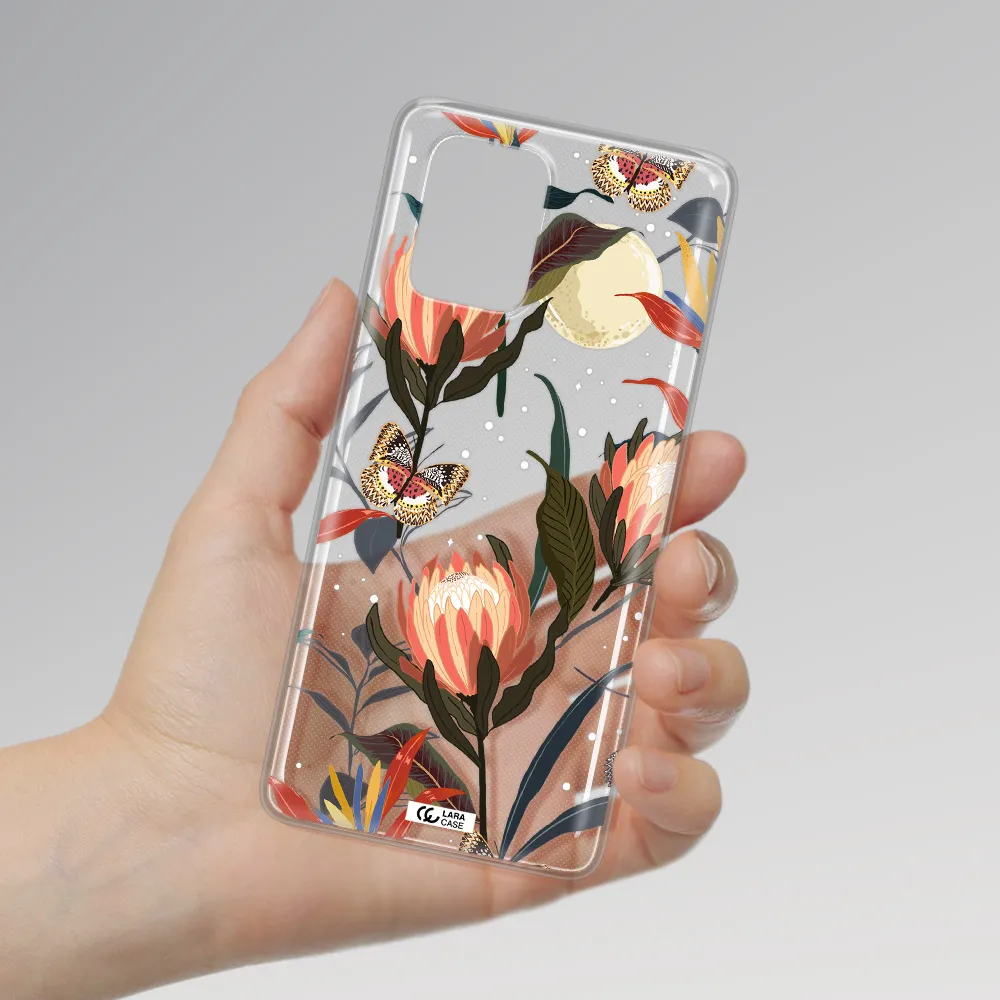 Moon Butterfly Flower Samsung A91 Clear TPU Case