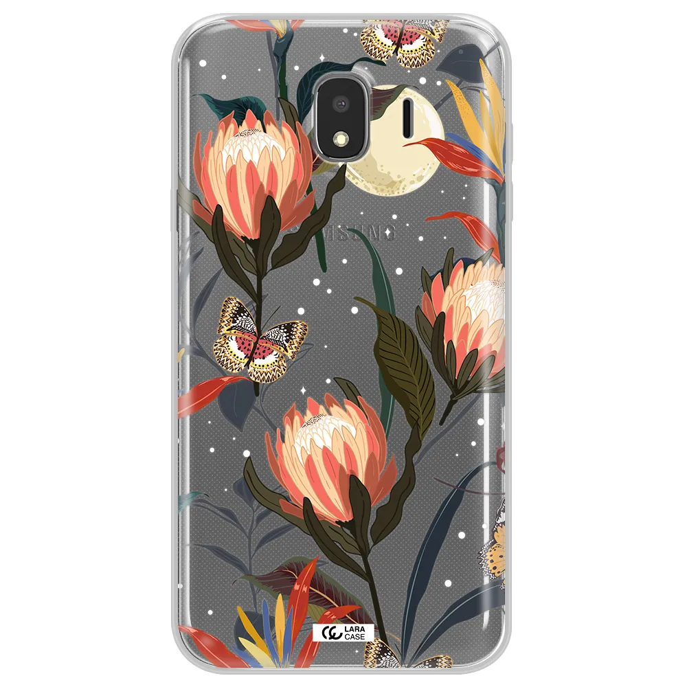 Moon Butterfly Flower Samsung J4 Clear TPU Case