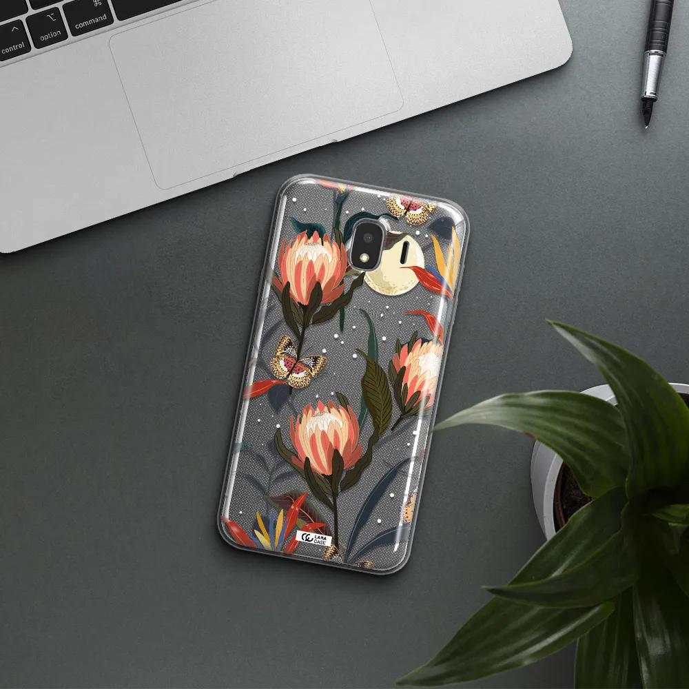 Moon Butterfly Flower Samsung J4 Clear TPU Case