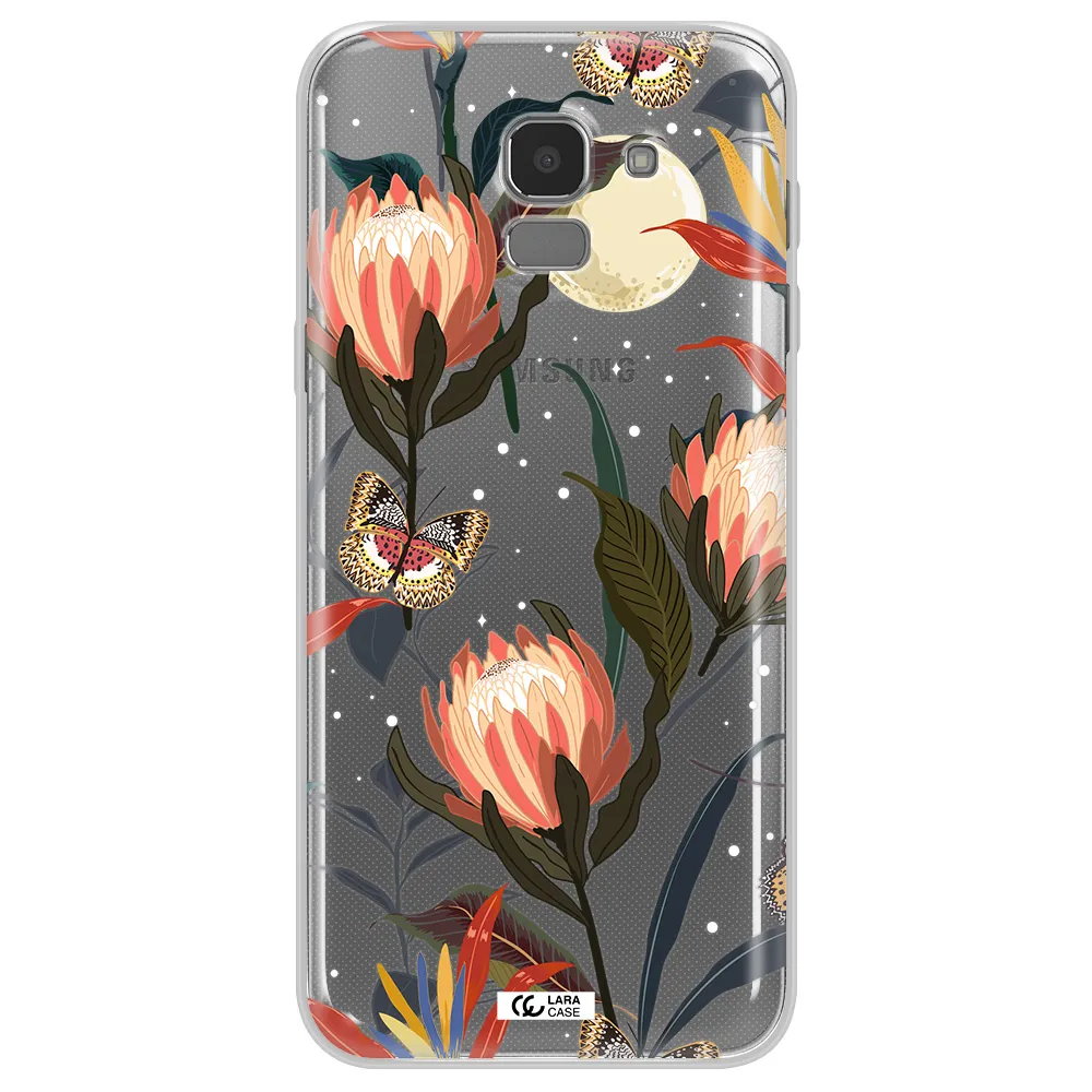 Moon Butterfly Flower Samsung J6 Clear TPU Case