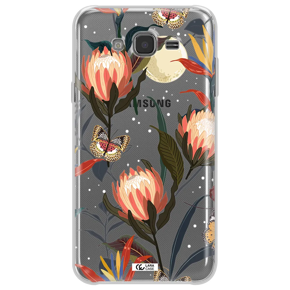 Moon Butterfly Flower Samsung J7 Clear TPU Case