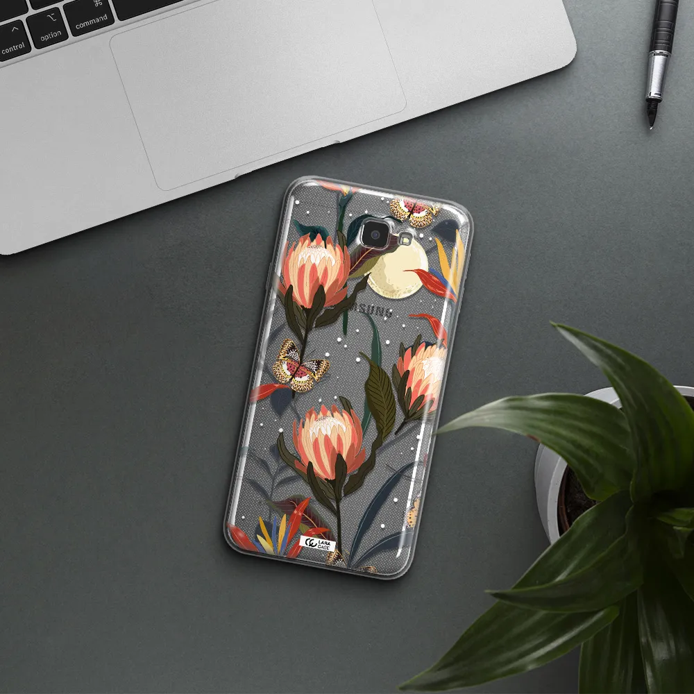 Moon Butterfly Flower Samsung J7 Prim Clear TPU Case