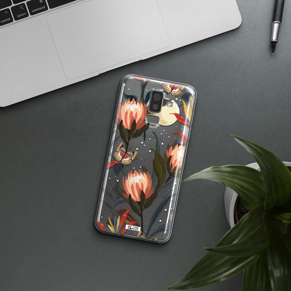 Moon Butterfly Flower Samsung J8 Clear TPU Case