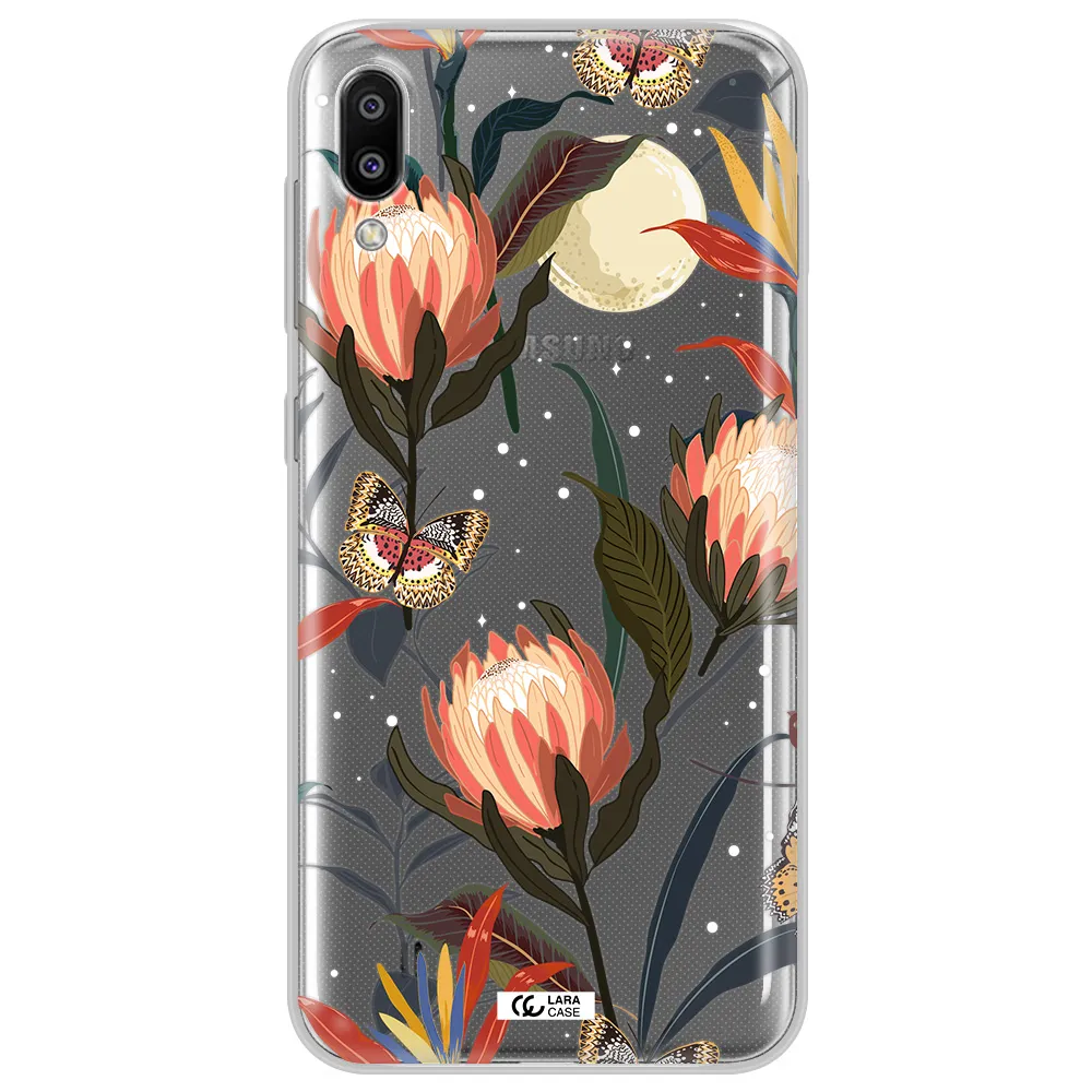 Moon Butterfly Flower Samsung M10 Clear TPU Case