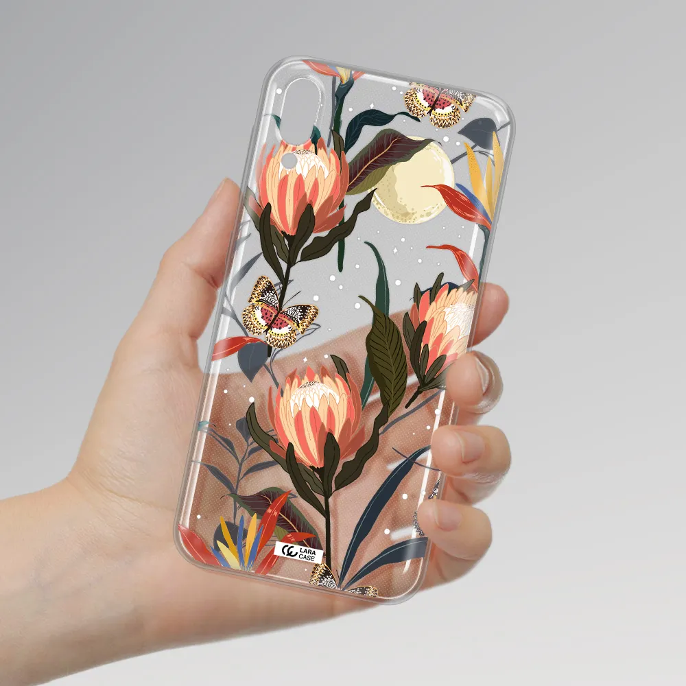 Moon Butterfly Flower Samsung M10 Clear TPU Case