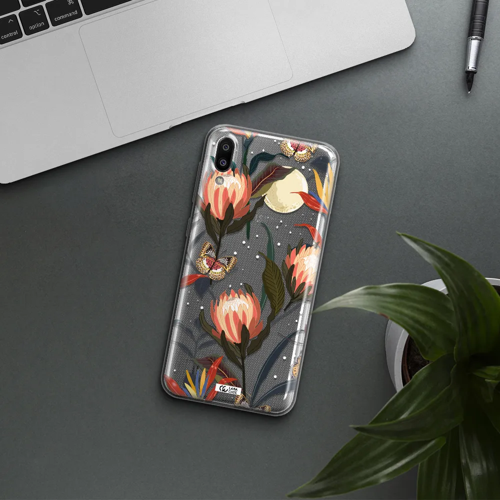 Moon Butterfly Flower Samsung M10 Clear TPU Case