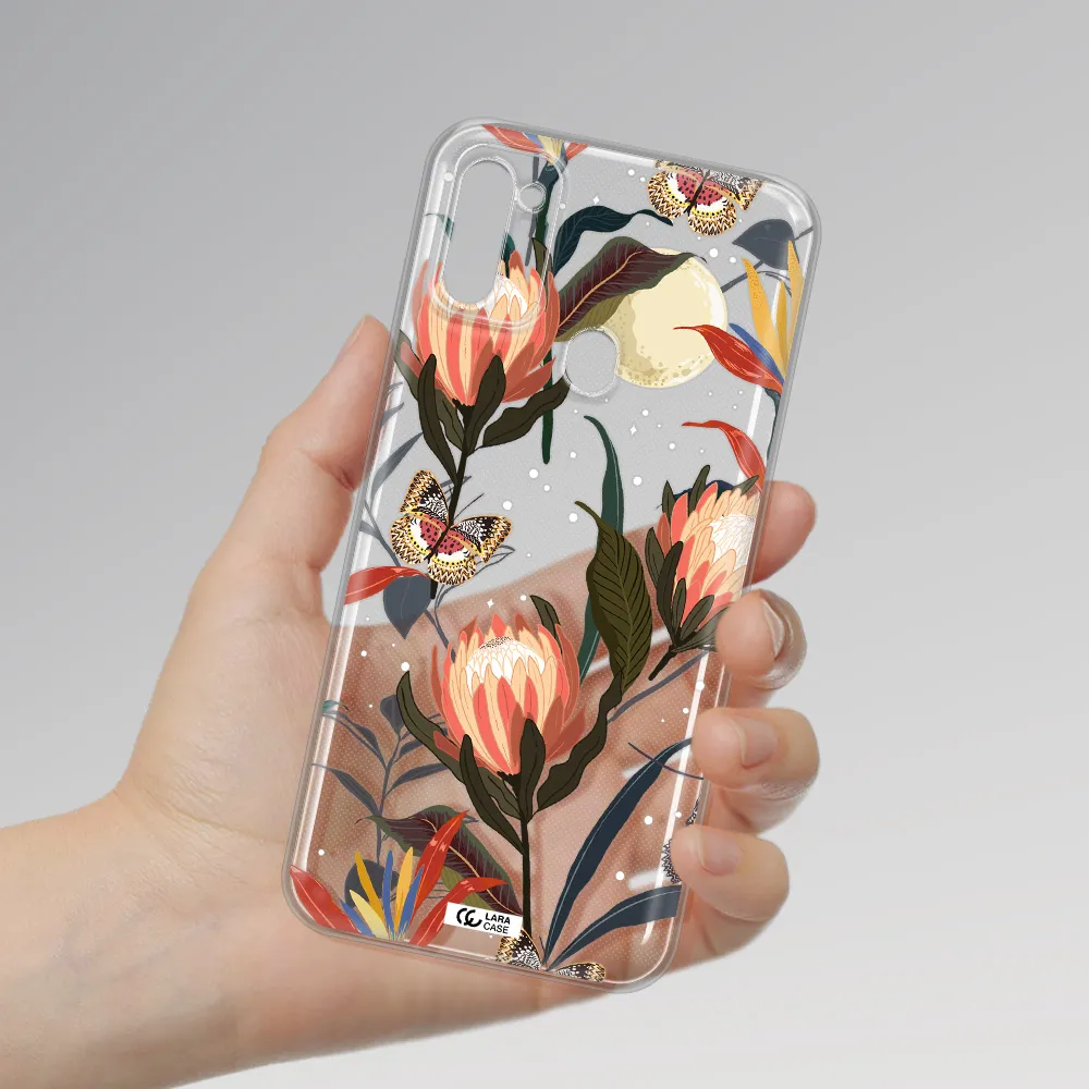 Moon Butterfly Flower Samsung M11 Clear TPU Case