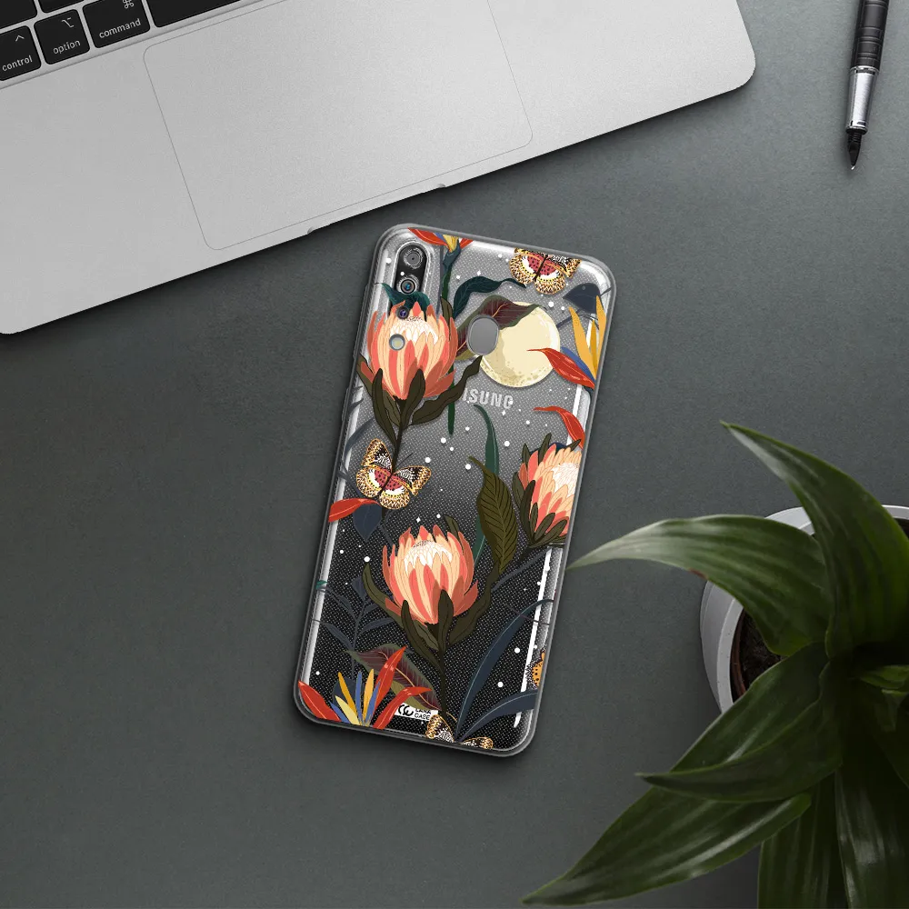 Moon Butterfly Flower Samsung M30 Clear TPU Case
