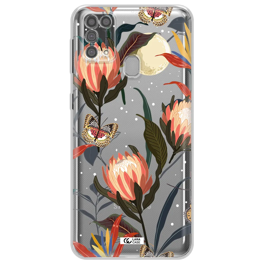 Moon Butterfly Flower Samsung M31 Clear TPU Case