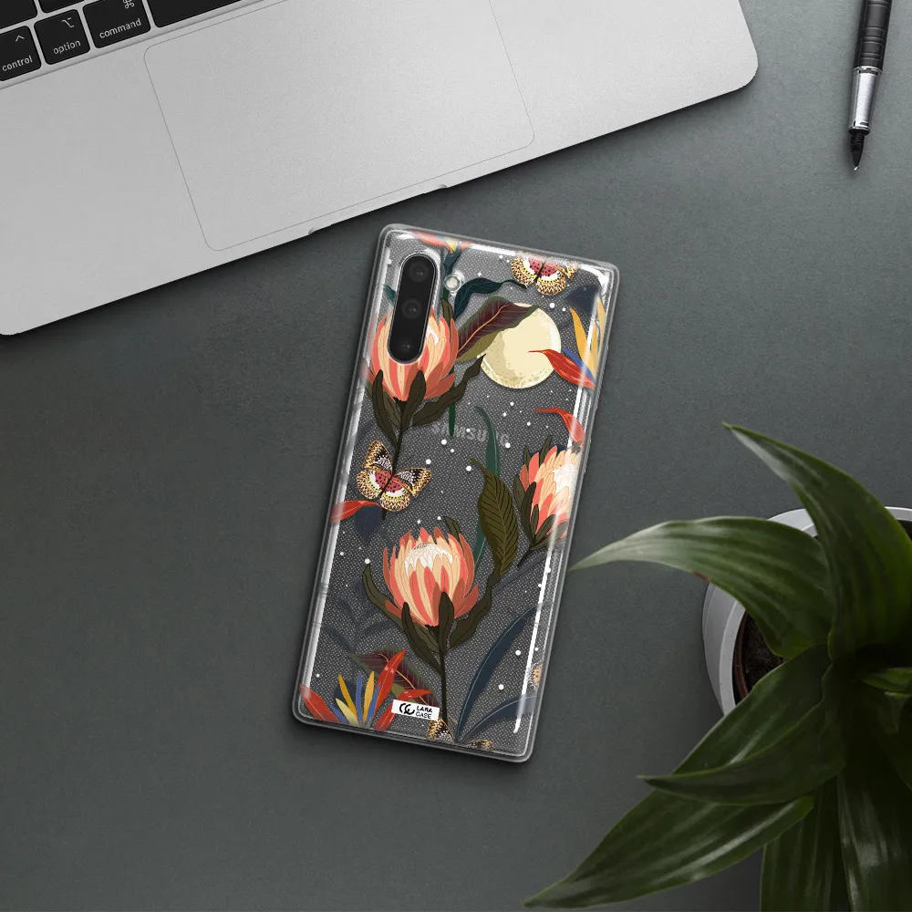 Moon Butterfly Flower Samsung Note 10 Clear TPU Case