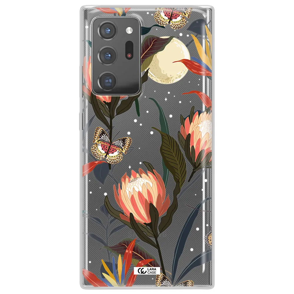 Moon Butterfly Flower Samsung Note 20 Ultra Clear TPU Case