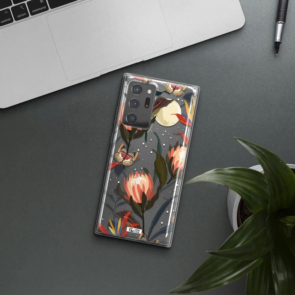 Moon Butterfly Flower Samsung Note 20 Ultra Clear TPU Case