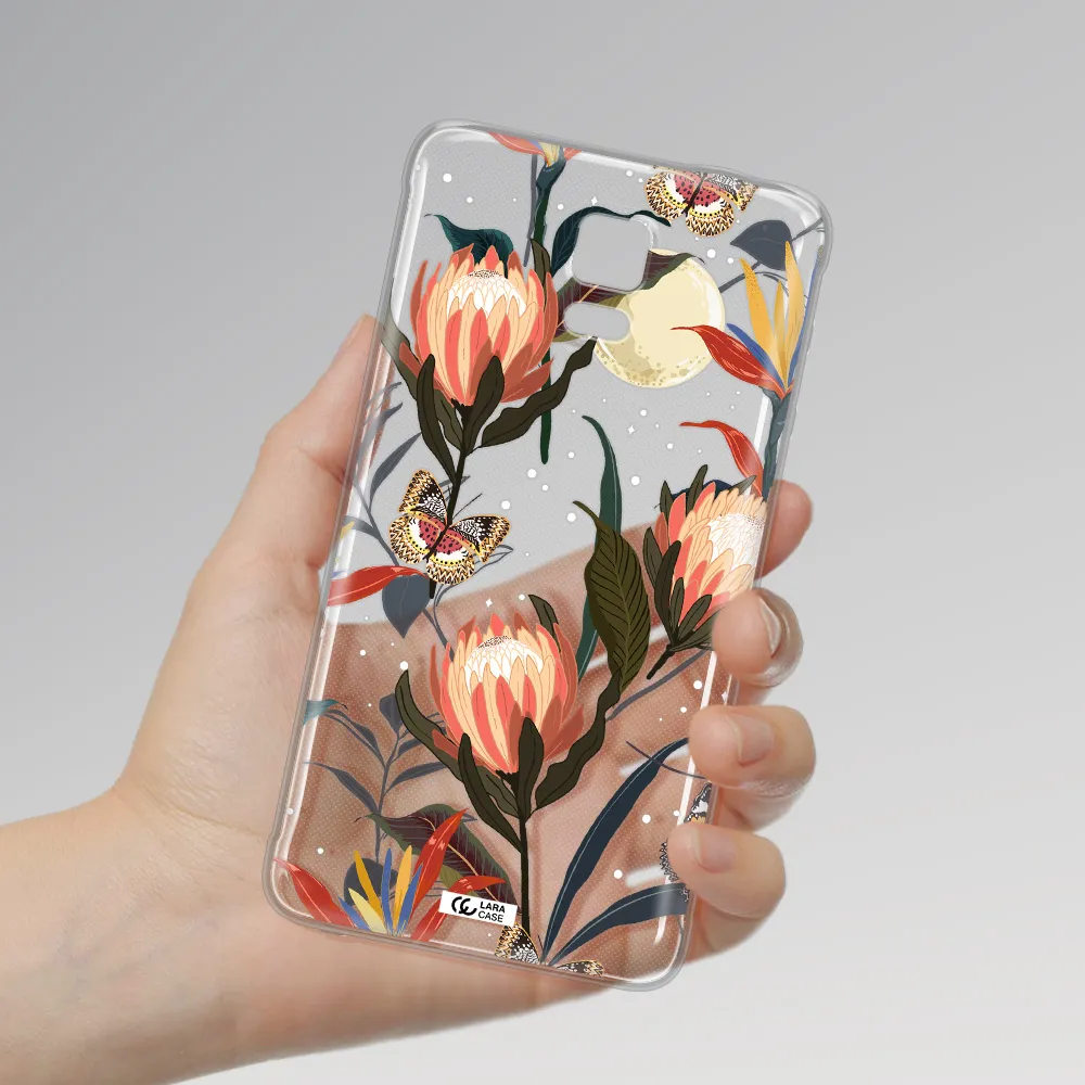 Moon Butterfly Flower Samsung Note 4 Clear TPU Case