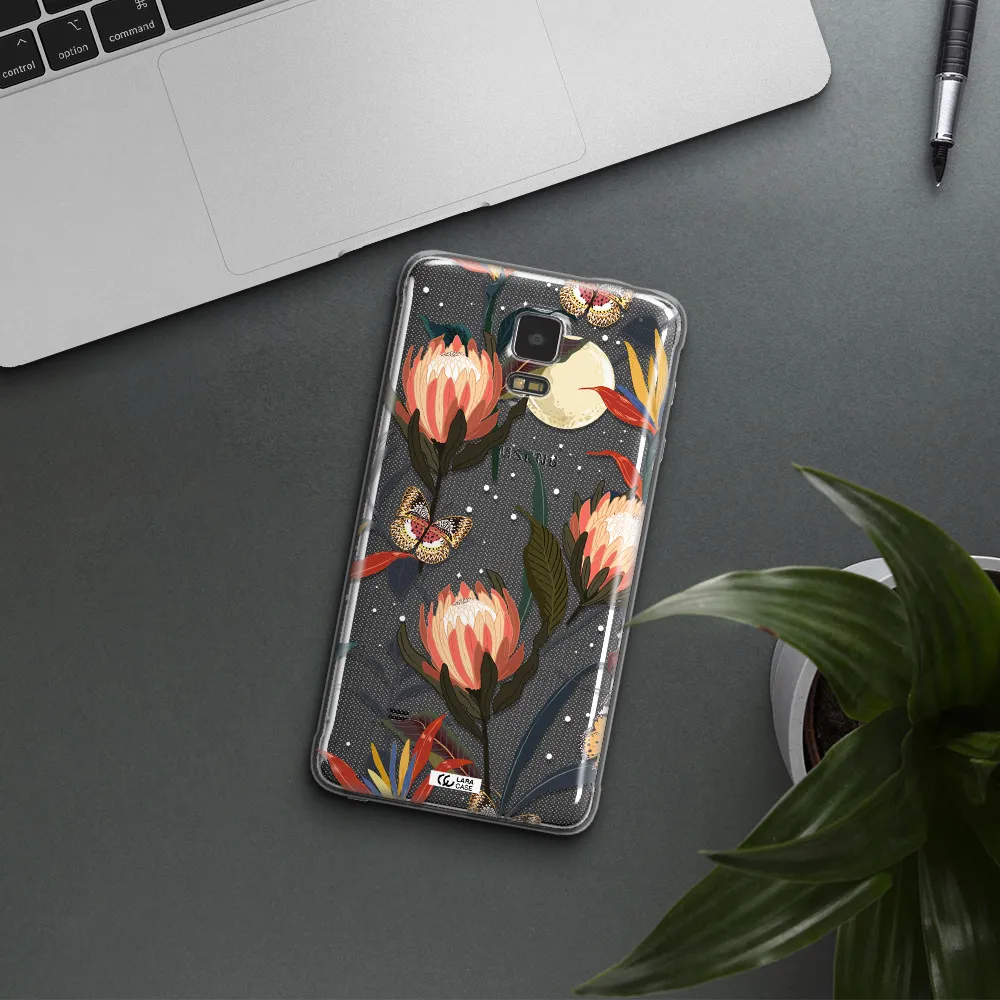 Moon Butterfly Flower Samsung Note 4 Clear TPU Case