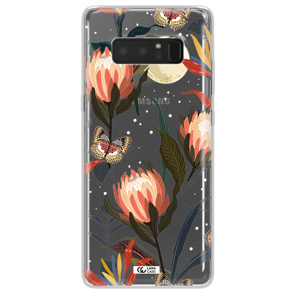 Moon Butterfly Flower Samsung Note 8 Clear TPU Case