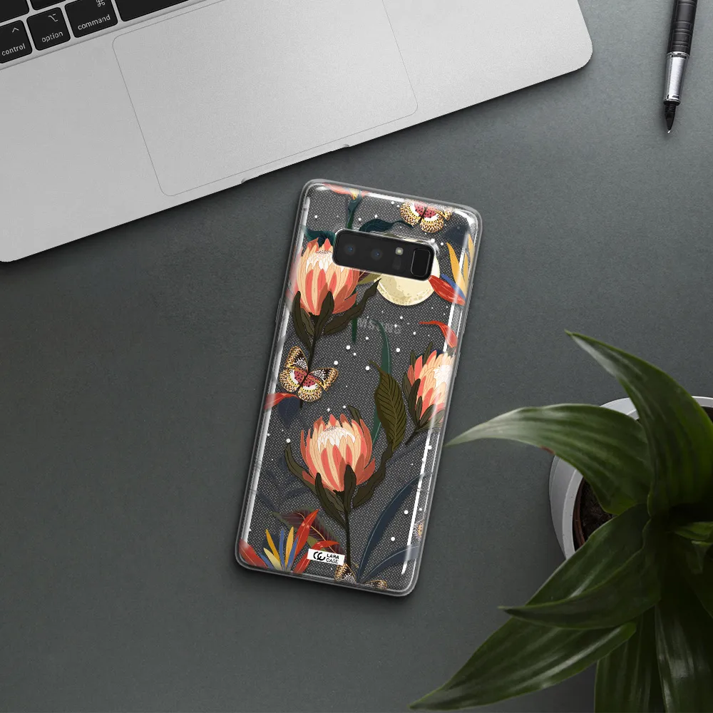 Moon Butterfly Flower Samsung Note 8 Clear TPU Case