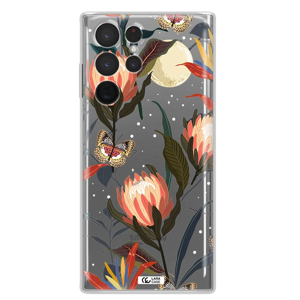 Moon Butterfly Flower Samsung S 22 Ultra Clear TPU Case