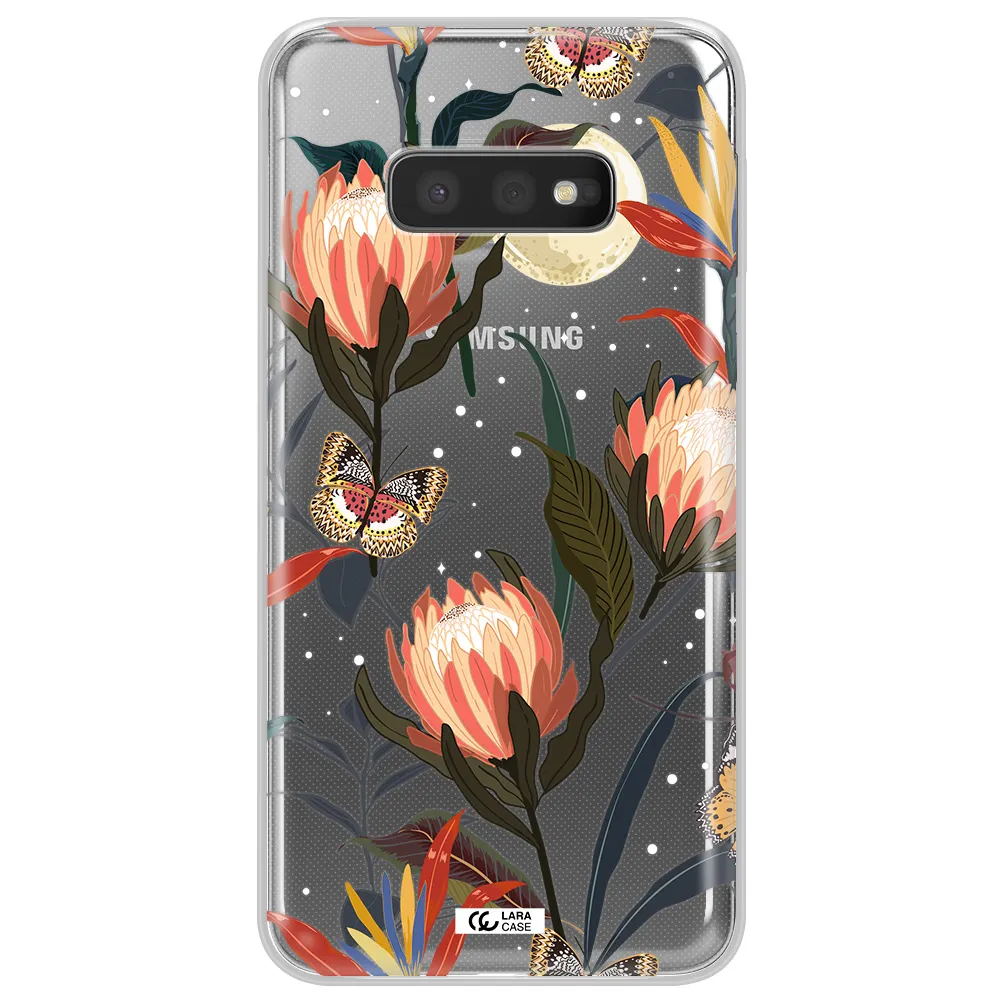 Moon Butterfly Flower Samsung S10e Clear TPU Case