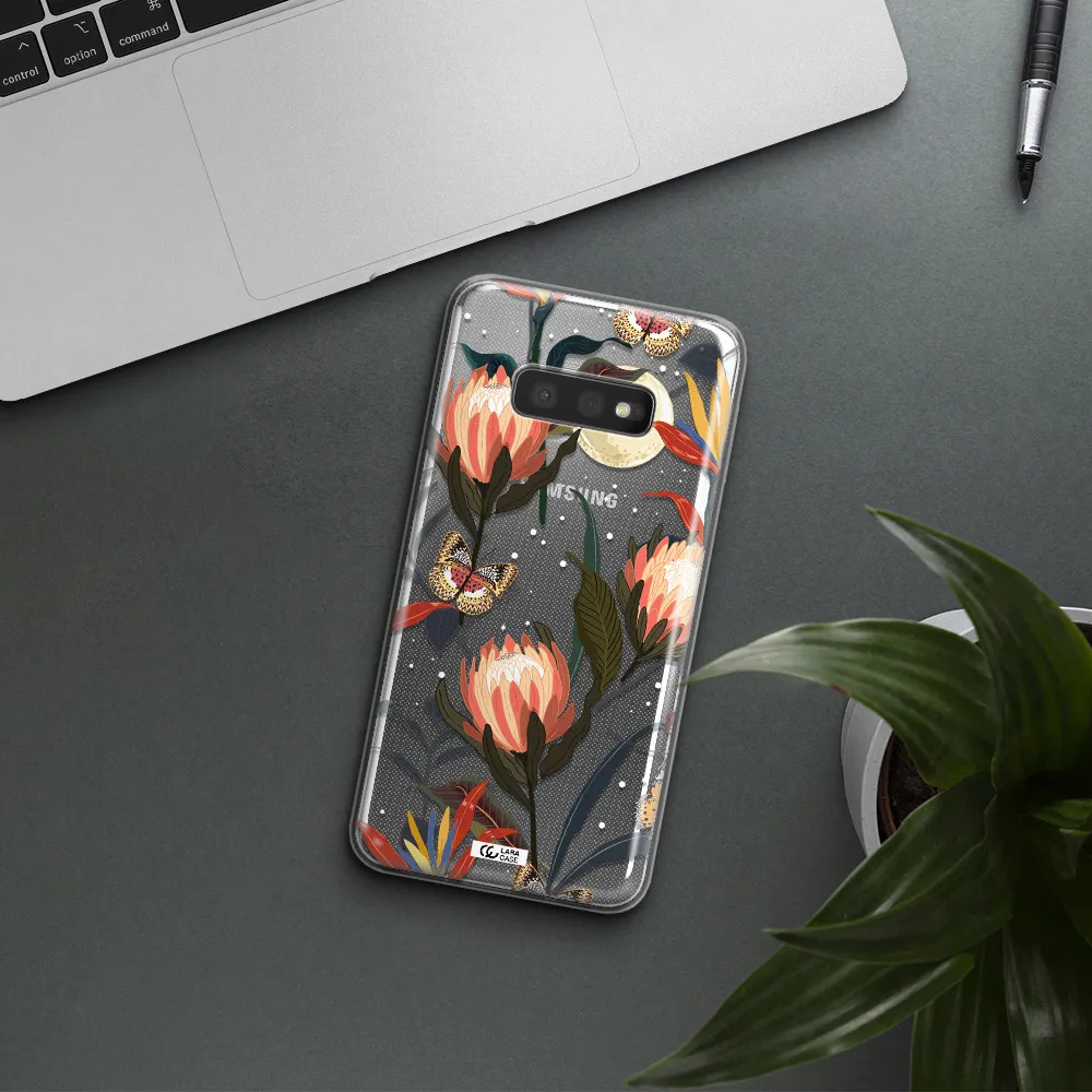 Moon Butterfly Flower Samsung S10e Clear TPU Case