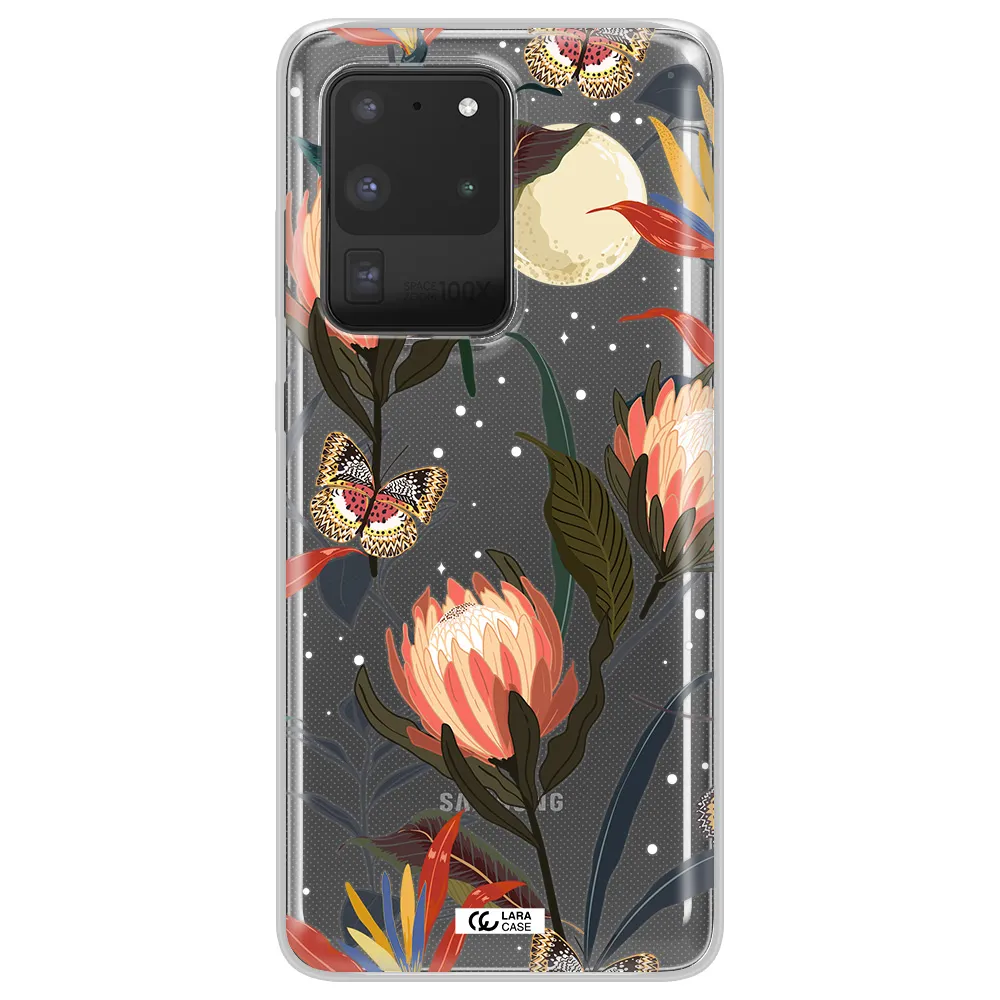 Moon Butterfly Flower Samsung S20 Ultra Clear TPU Case